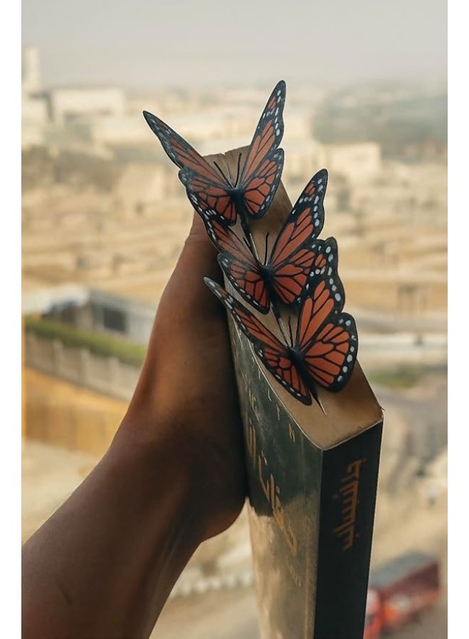 Monarch Magic Butterfly Bookmarks and Page Holder Set, Orange and Black Design, 3 Bookmarks with 1 Page Clip, Reading Accessories - Image 2